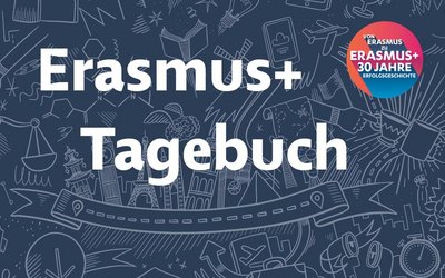 Sujetbild vom Erasmus+ Tagebuch mit Logo und Schriftzug