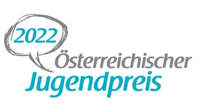 Graue Sprechblase mit Jahreszahl 2022 daneben Schriftzug Österreichischer Jugendpreis