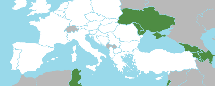 Europakarte, bei der die 8 eTwinning Plus Länder farblich markiert sind
