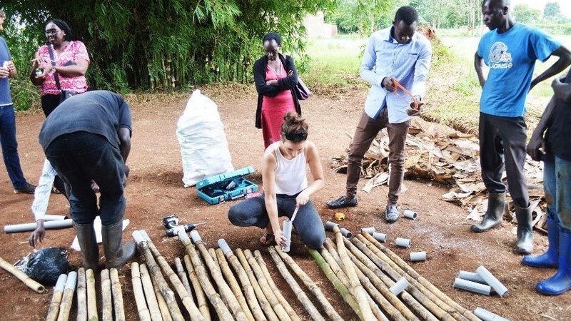 Bambuskonstruktion in Uganda